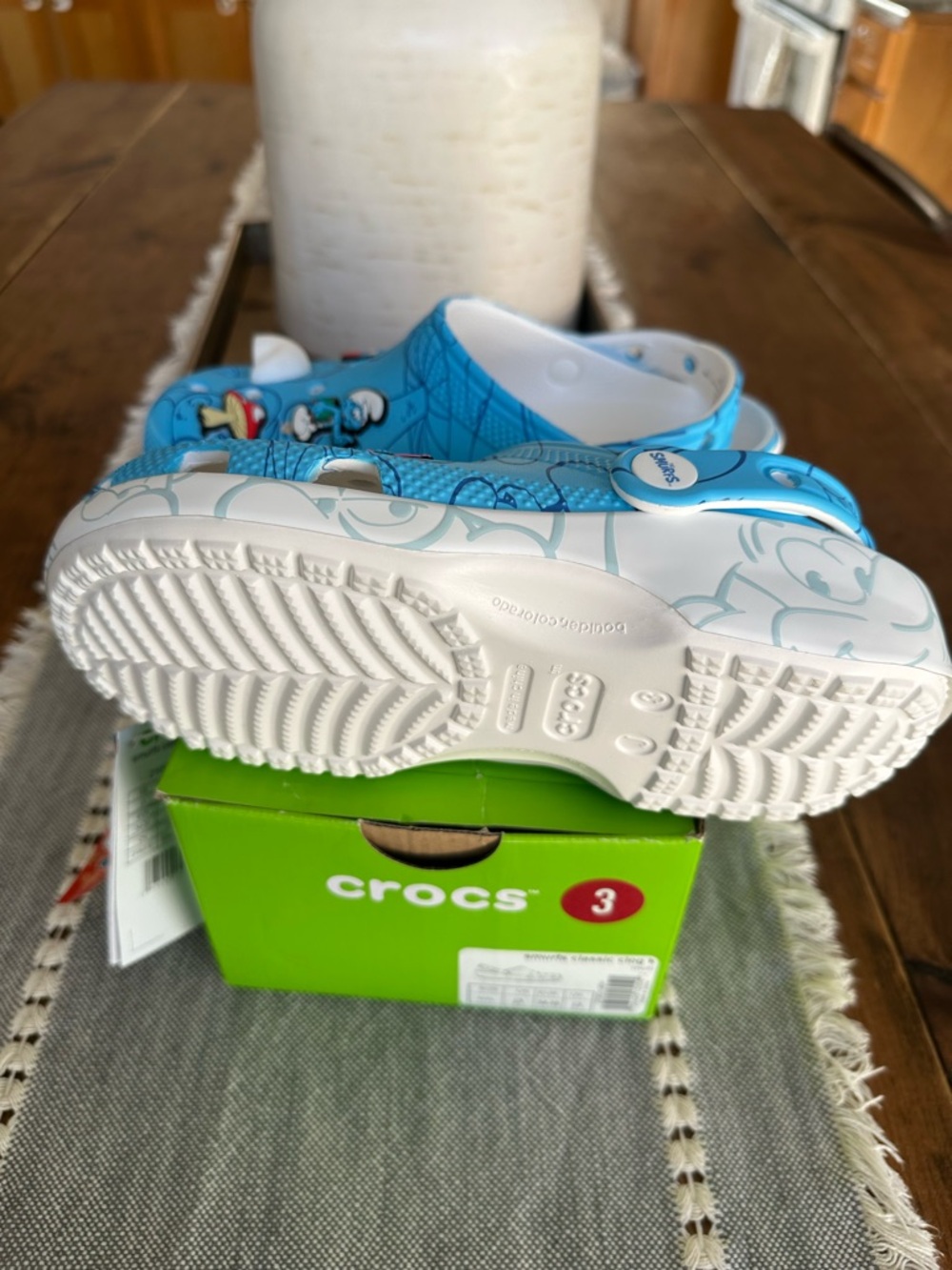 CROCS Kids Blue Smurf Print Clogs with White Interior - Picture 2 of 6